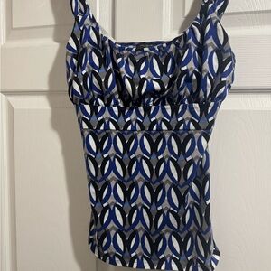 Ann Taylor stylish Blue and Black Patterned Women's Top